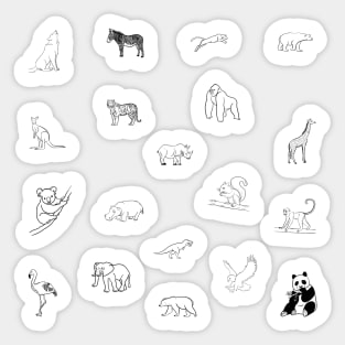 stick figures of land animals sticker pack Sticker